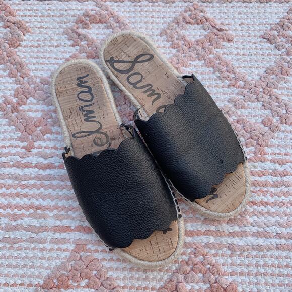 Black Sam Edelman Andy Espadrille Slide Sandals 6.5 - Picture 1 of 7